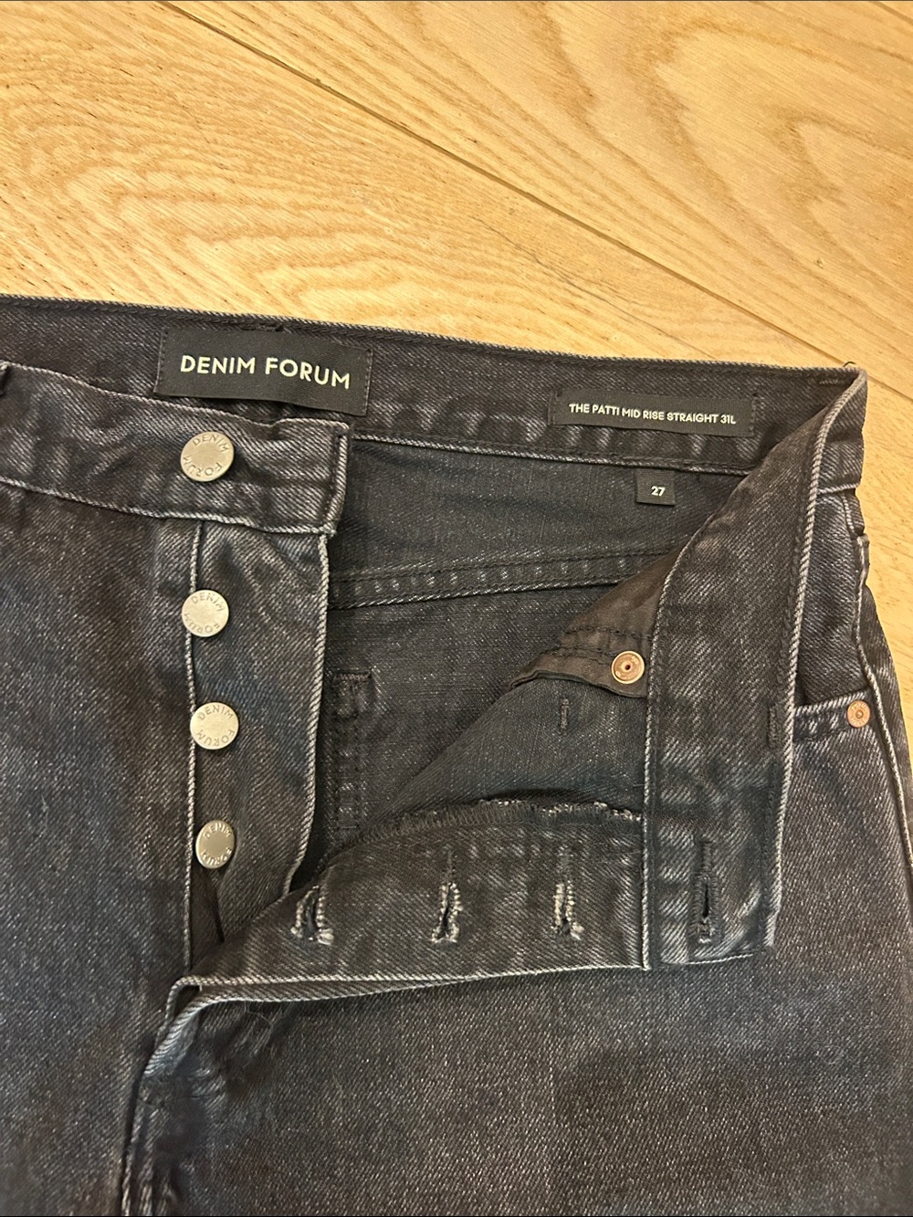 Denim Forum Dark Charcoal Patti Mid Rise Straight 31L Jeans - Picture 3 of 4